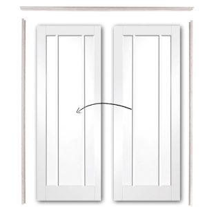 Easi Slide Door Set - Includes White Worcester Doors (CLEAR GLASS) - Frame - Pair Maker - Door Hardware - Excludes Handles - XL